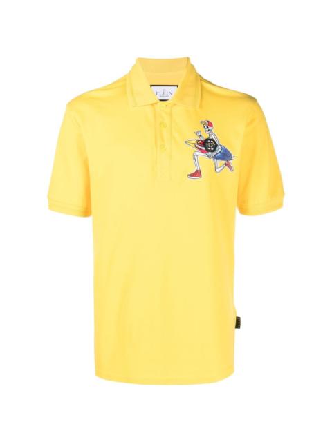 graphic-print polo shirt