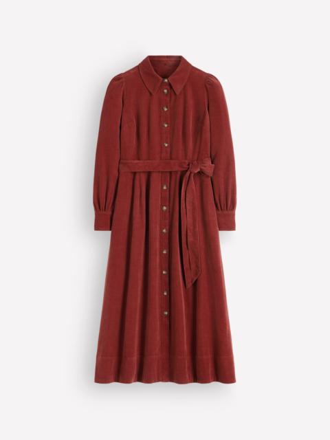 BODEN Maeve Cord Midi Shirt Dress-Spiced Apple