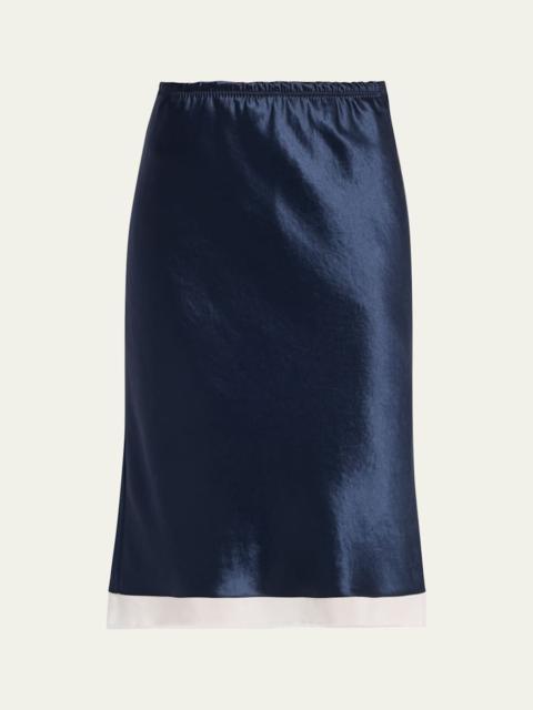MARIA McMANUS Ribbon-Trim Bias Satin Midi Skirt