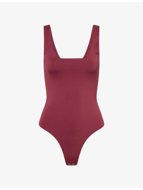 GOOD AMERICAN Sculpting Square-Neck Stretch-Jersey Bodysuit