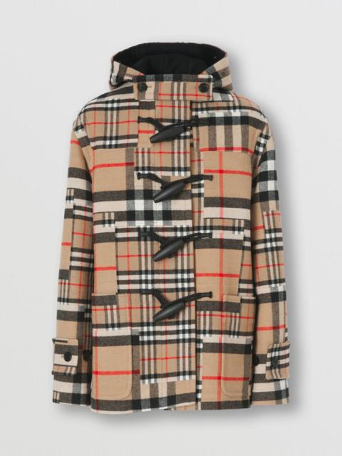 Burberry Check Wool Cashmere Oversized Hooded Duffle Coat
