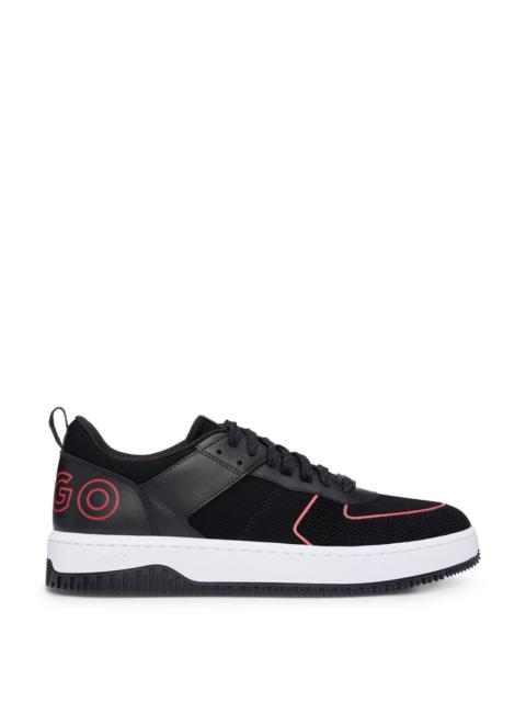 HUGO MIXED-MATERIAL TRAINERS WITH BRANDED BACKTAB