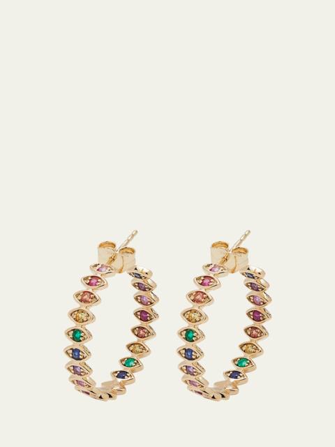 SYDNEY EVAN Marquis Evil Eye Hoop Earrings in Rainbow, Medium