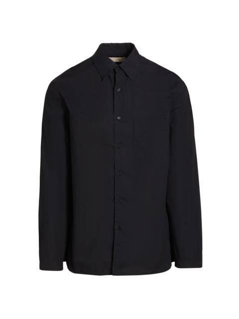 NILI LOTAN Men's Caiden Cotton Poplin Button-Front Shirt - Midnight