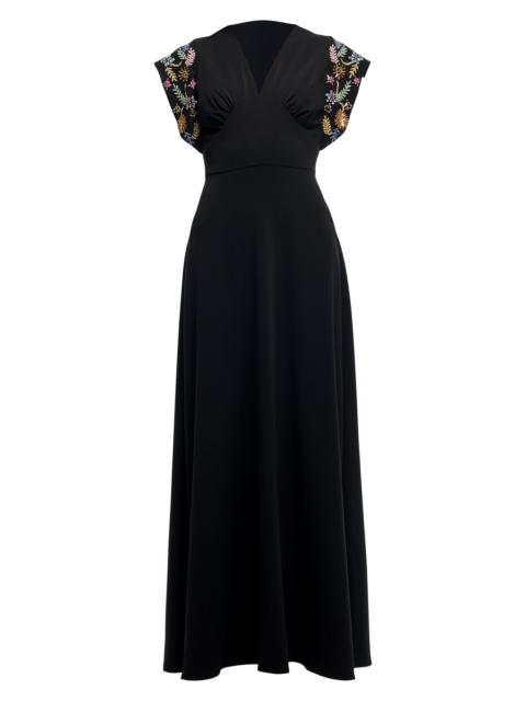 Shoshanna Women's Matassa Embellished Cap-Sleeve Maxi Dress - Jet