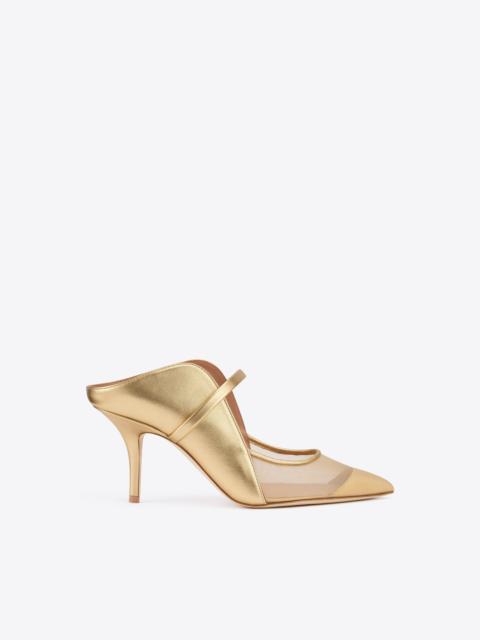 MALONE SOULIERS Maureen Arc 70 Gold Leather Mules