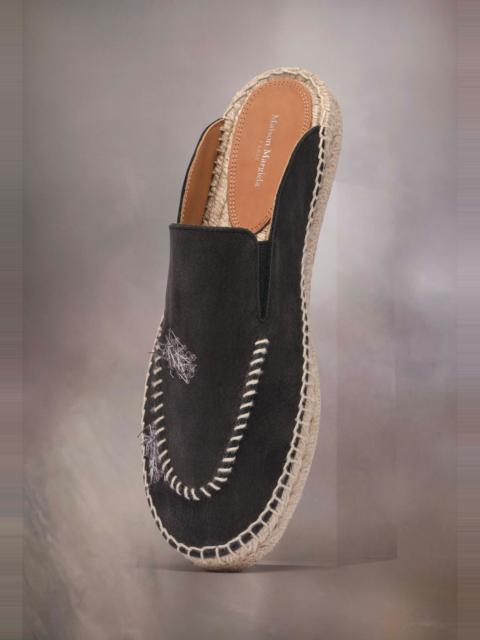 Embroidered espadrille mules