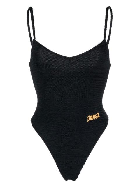 DSQUARED2 textured logo-embroidered swimsuit