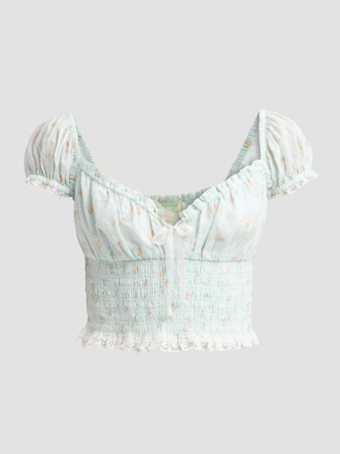 LoveShackFancy Women's Daini Floral Smocked Top - Celadon Drift