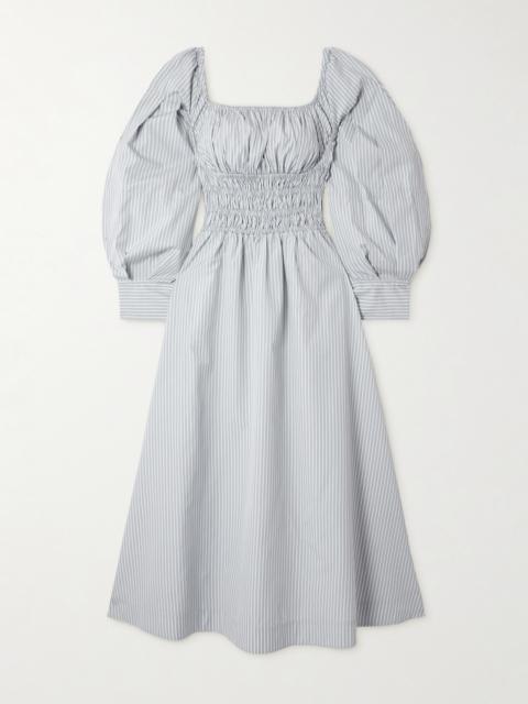 Altuzarra Josie Shirred Striped Cotton-poplin Midi Dress
