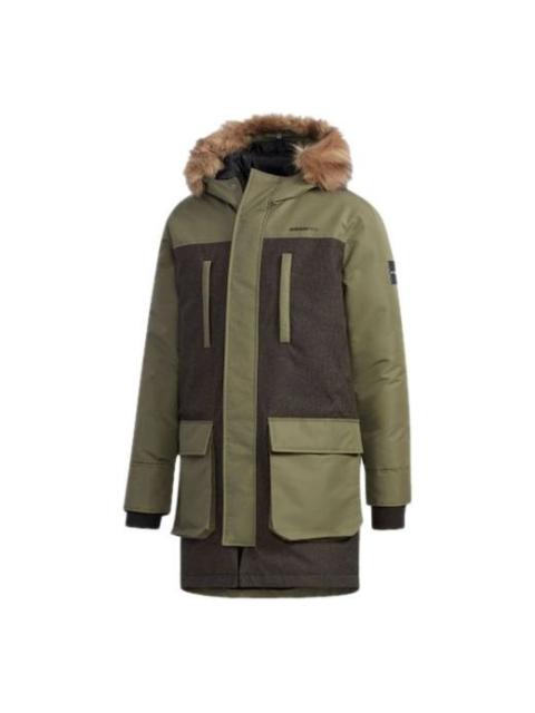 adidas neo M STRT Down PRK Sports hooded Stay Warm Down Jacket Khaki Brown EI4396