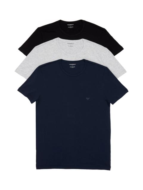 3-Pack Assorted Cotton Crewneck T-Shirts in Gray/Black/Navy