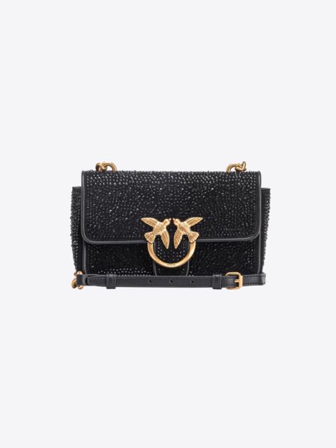 PINKO FULLY RHINESTONED MINI LOVE BAG ONE IN SUEDE