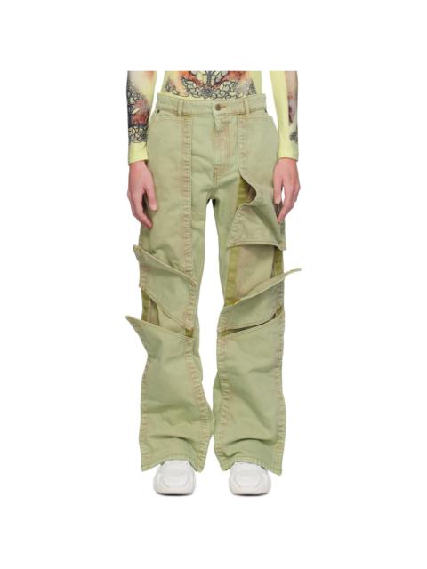 Y/Project Green Velcro Multi Panel Jeans