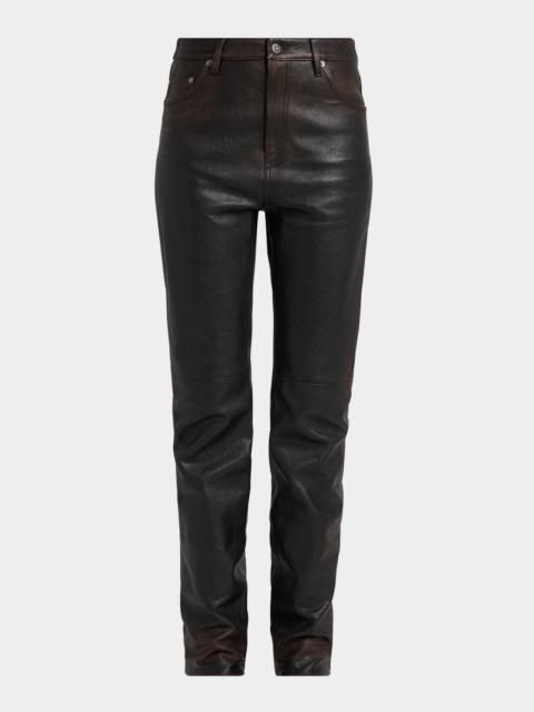 Golden Goose Journey Slim-Straight Nappa Leather Pants