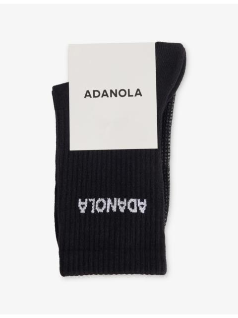 ADANOLA Crew-Length Pilates Grip Cotton-Blend Socks
