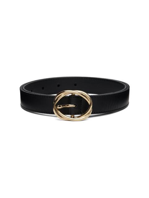 ERNEST W. BAKER Black Twisted Buckle Leather Belt