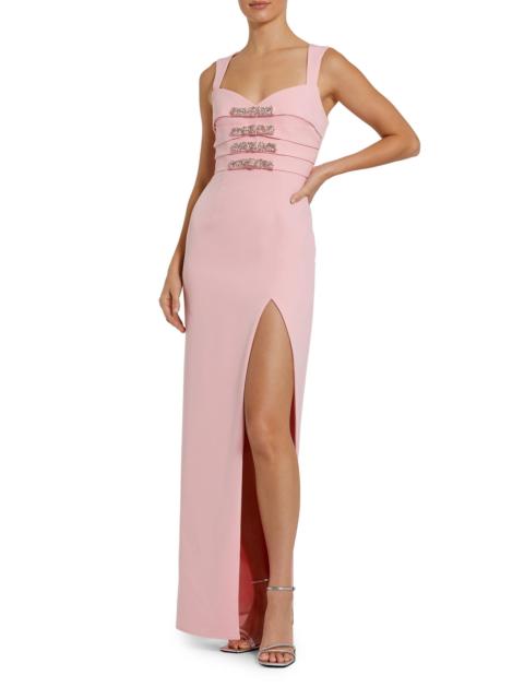 MAC DUGGAL Women's Embellished Bow Crepe Column Gown - Blush