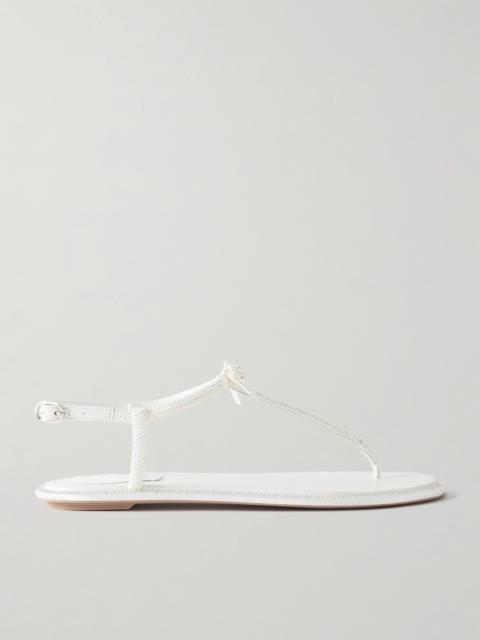 RENE CAOVILLA Caterina Bow And Crystal-embellished Leather Sandals
