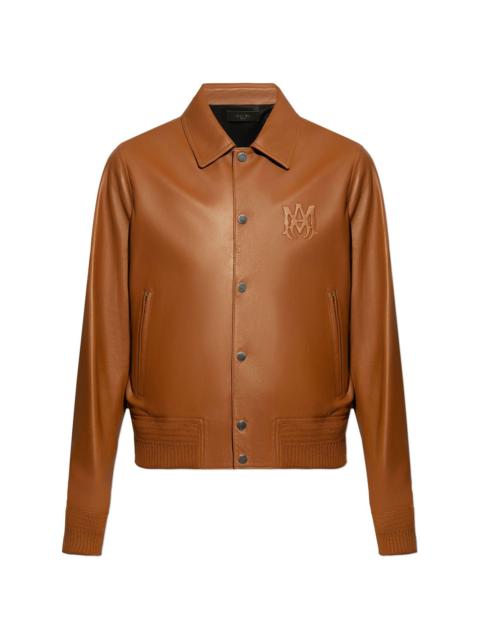 logo-embossed leather jacket