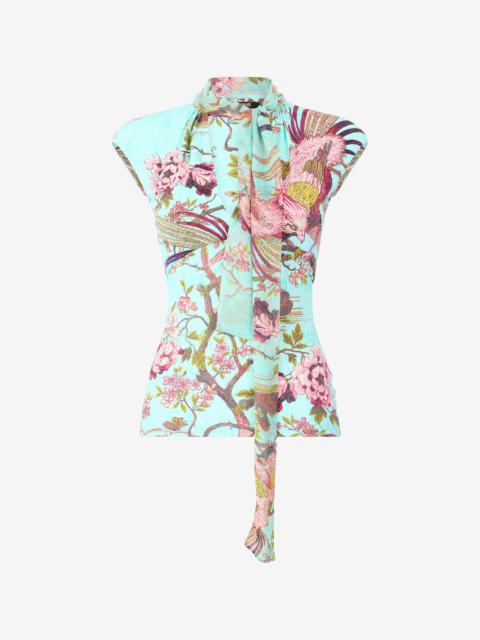 Roberto Cavalli Floral & Pheasant Print Top