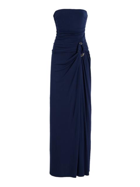 SIMKHAI Emma Draped Stretch-Jersey Maxi Dress navy