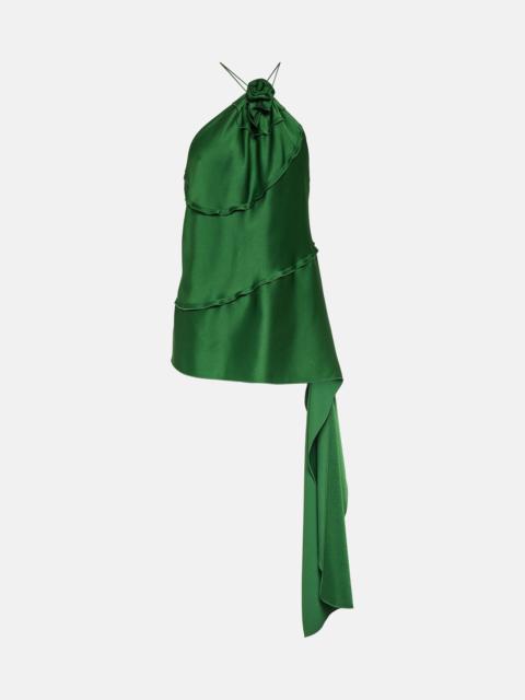 Victoria Beckham Floral-appliqué draped satin top