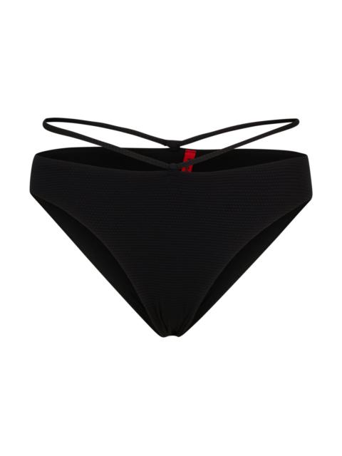 HUGO STRUCTURED-JERSEY BIKINI BOTTOMS WITH STRAP DETAILS