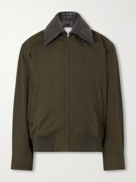Bottega Veneta Intrecciato Leather-Trimmed Cotton-Twill Blouson Jacket