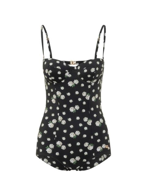 Dolce & Gabbana floral-print DG logo swimsuit