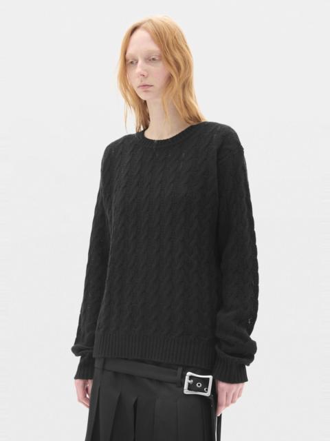 Ann Demeulemeester Siya Cable Knit Ladder Stitch Crew Neck Sweater