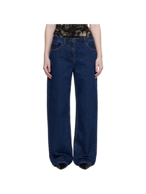 MAGDA BUTRYM Navy Loose-Leg Faded Jeans