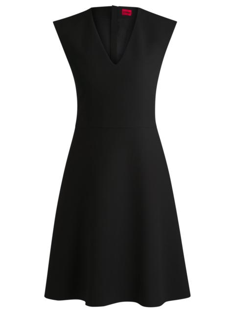 HUGO SLEEVELESS DRESS IN STRETCH FABRIC WITH SWING SKIRT