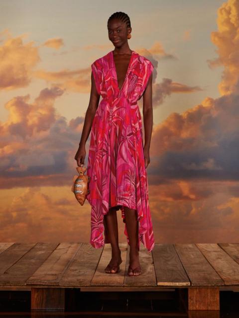 Red Endless Summer V Neck Midi Dress