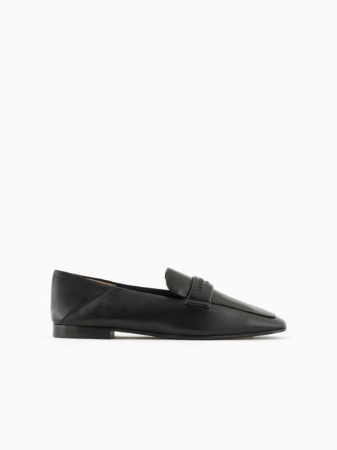 EMPORIO ARMANI Nappa leather loafers with embossed logo