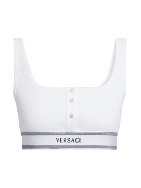 VERSACE Women's Bio Cotton Rib-Knit Bra - White