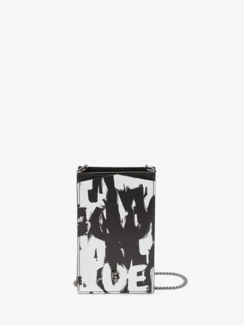 Alexander McQueen Mcqueen Graffiti Phone Case With Chain in Black/white