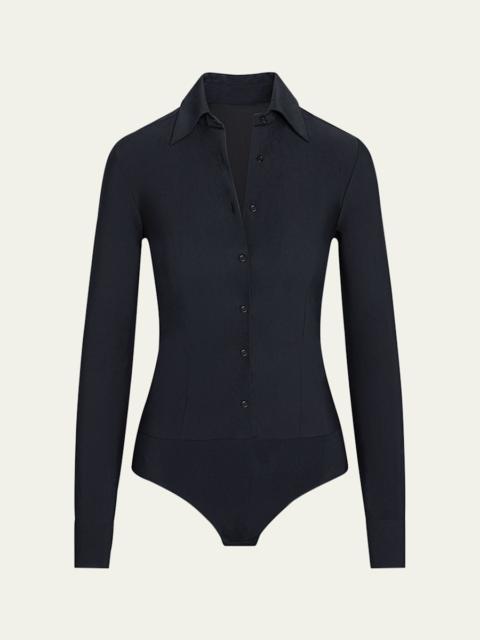 commando Button-Front Oxford Bodysuit