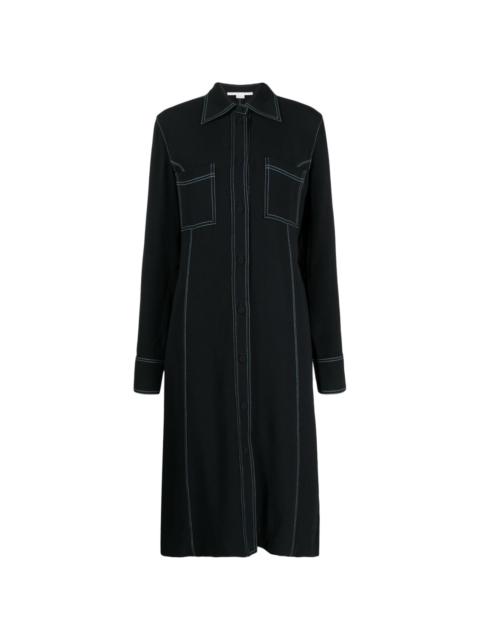 contrast-stitching midi shirtdress