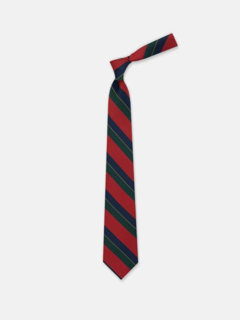 J. PRESS MADE-IN-UK RED & GREEN STRIPE IRISH POPLIN TIE