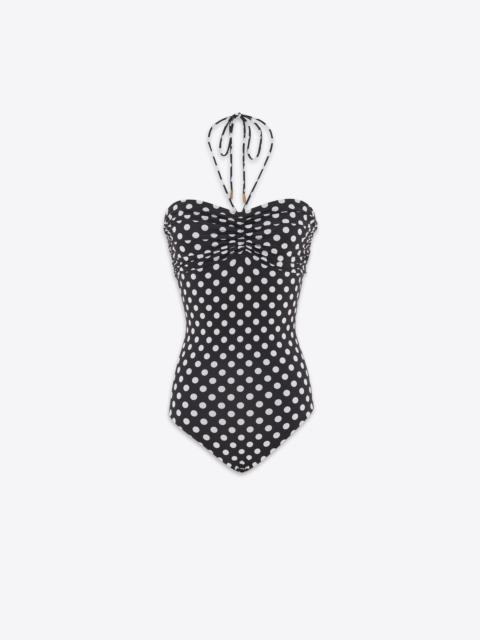 SAINT LAURENT dotted bustier swimsuit