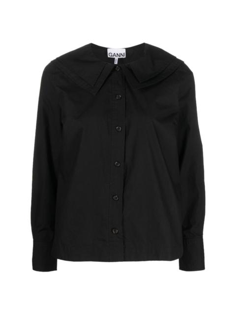 layered bib-collar cotton shirt