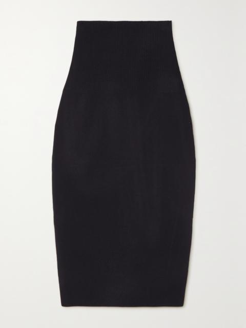 Victoria Beckham Vb Body Ribbed Stretch-knit Midi Skirt