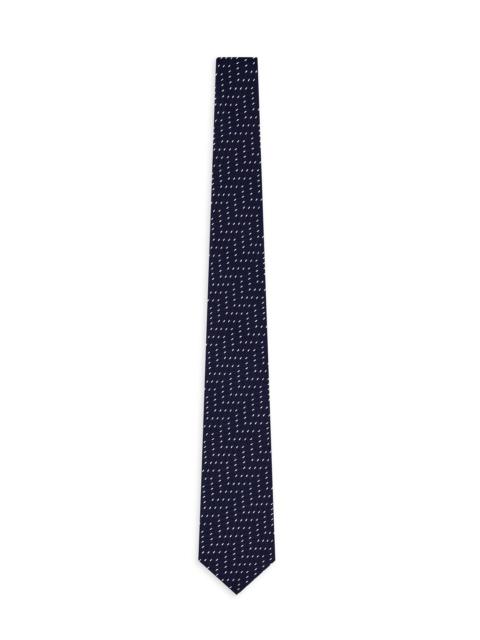 GIORGIO ARMANI Men's Wide Chevron Geometric Silk Tie - Blue Fancy