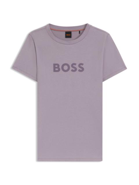 BOSS COTTON T-SHIRT WITH CONTRAST LOGO STRIPE