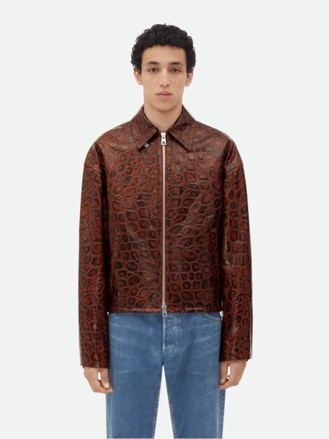 Bottega Veneta Crocodile-Effect Leather Jacket
