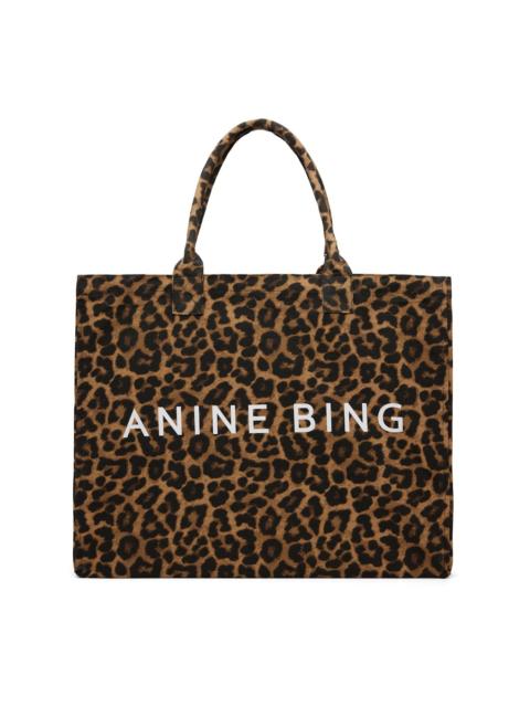 ANINE BING Black & Tan Leo Tote