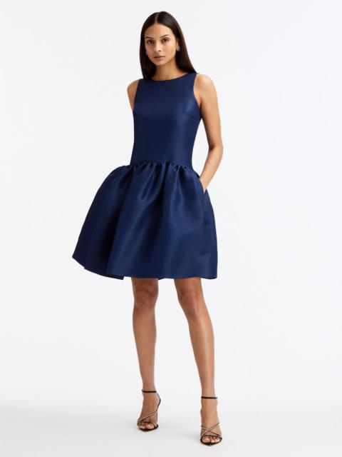 Oscar de la Renta SILK DROP WAIST COCKTAIL DRESS REVERSIBLE