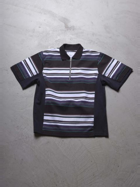 sacai Stripe Cotton Jersey Polo Shirt