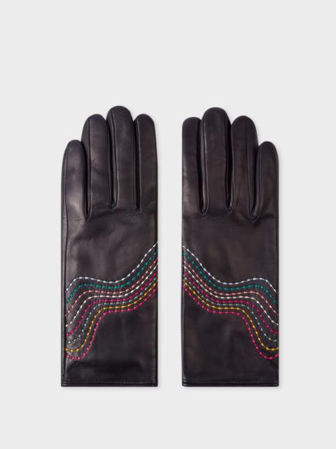 Paul Smith Leather Gloves With 'Swirl' Stitching Details